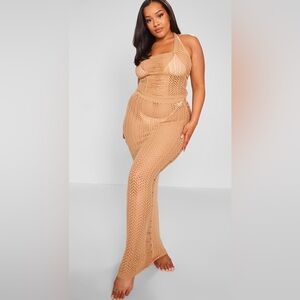 Beige distressed halter and matching skirt